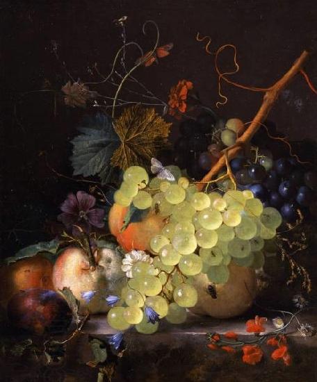 Jan van Huysum Still-life of grapes and a peach on a table-top China oil painting art